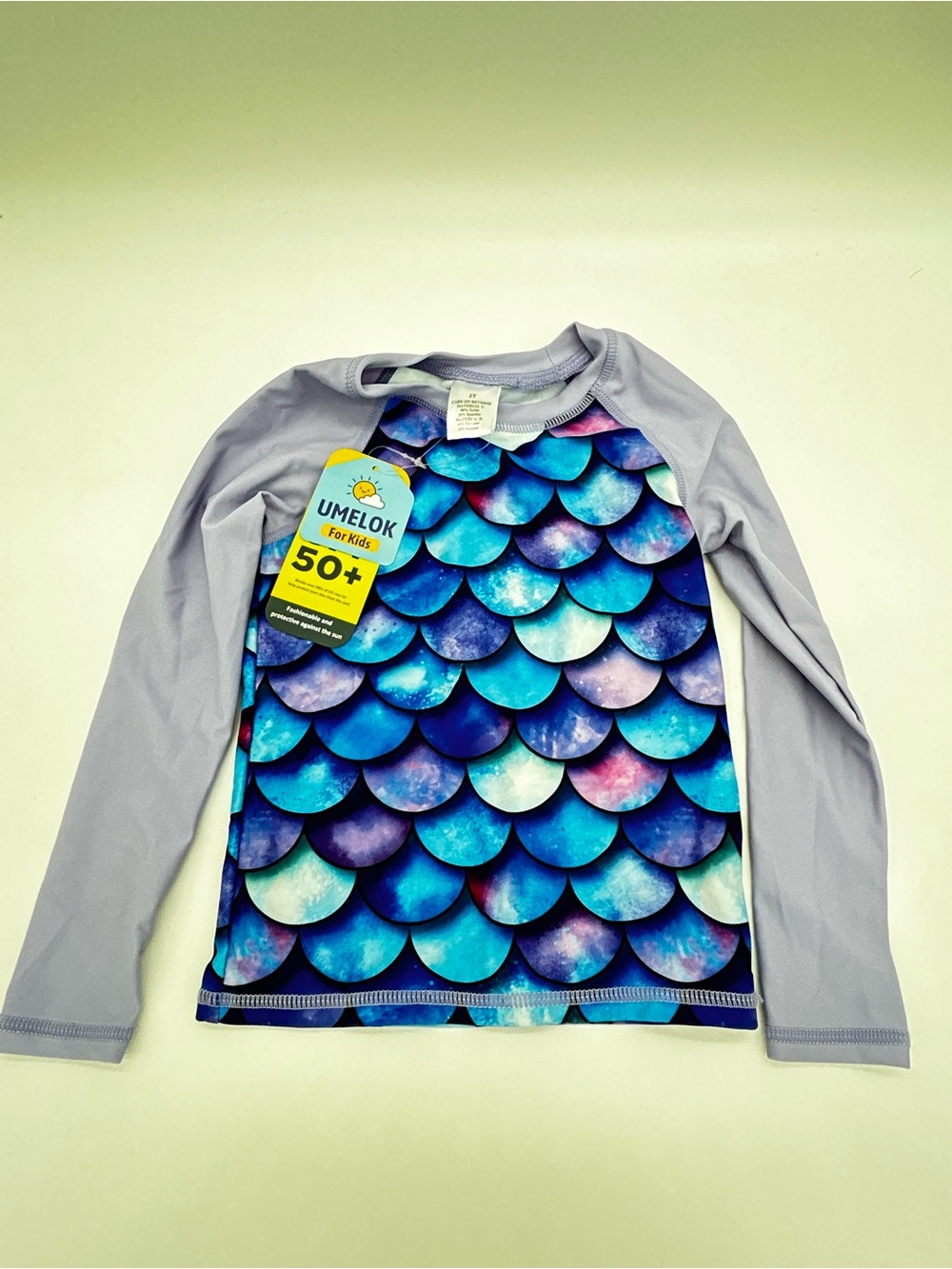 UMEL0K Kids' Blue Scale Print Rashguard - Long Sleeve Swim Shirt Size 2T-NWT